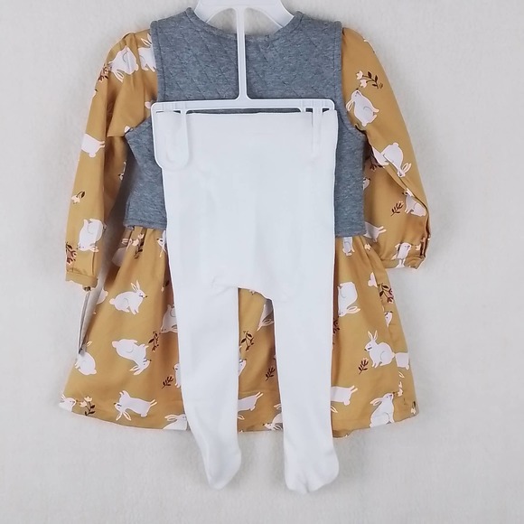 NWT Carter's Baby 3-Piece Dress Set Girl's Size 18m in Yellow w/ Bunnies - Picture 2 of 15